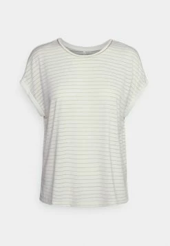 ONLY Petite ONLKARLA O NECK GLITTER - Print T-shirt - Cloud Dancer/gold