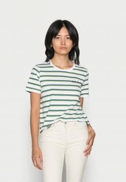 ONLY Petite ONLINC ONLY LIFEONECK TEE - Print T-shirt - White/mallard Green/dusky Citron