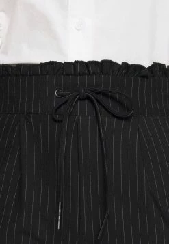 ONLY Petite ONLPOPTRASH CLASSI PINSTRIPE FRILL - Trousers - Black -ONLY Petite store 01d2d6ac972f4e69b94a1e94d1b22b4c