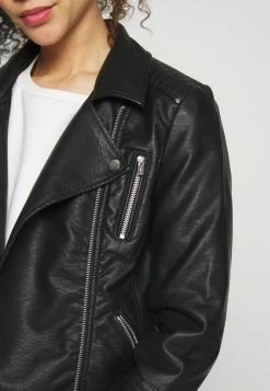 ONLY Petite ONLGEMMA BIKER - Faux Leather Jacket - Black -ONLY Petite store 04285d531c2848238a3d4affb229e0fa