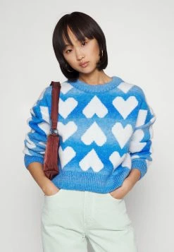 ONLY Petite ONLAIDA HEART - Jumper - Airy Blue/lighter Super Sonic/cloud Dancer -ONLY Petite store 0f5e9749182d46c6a3cbee696c004851
