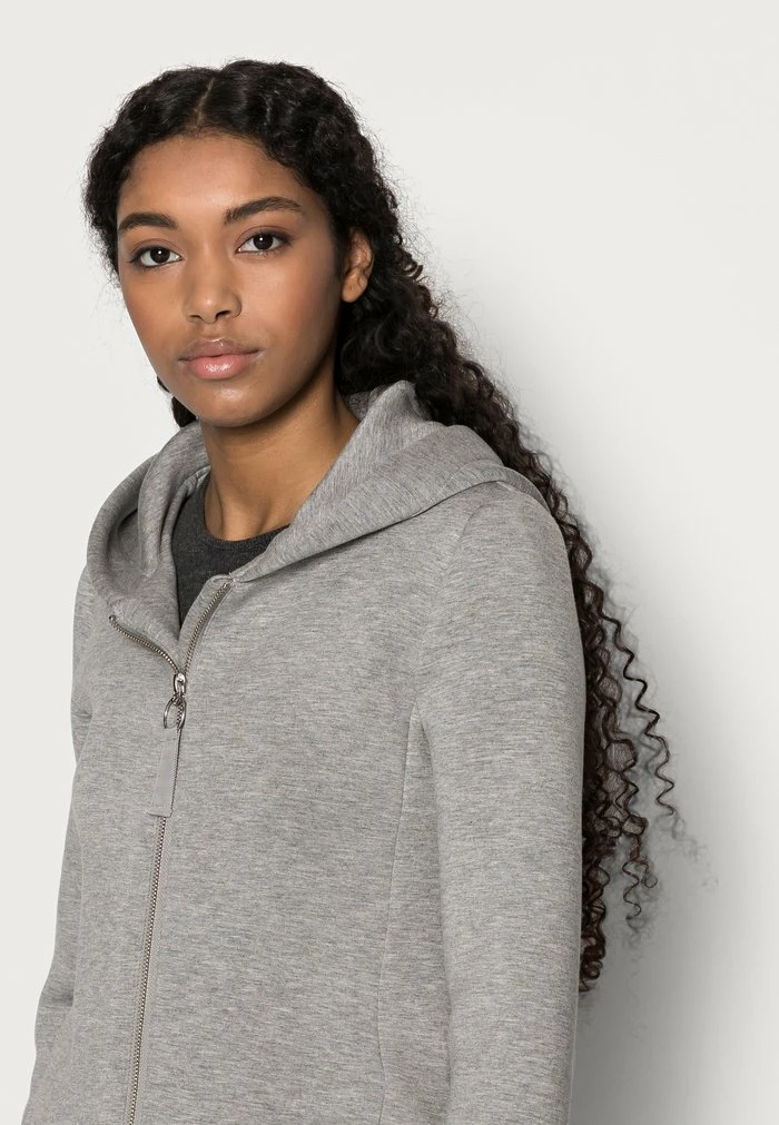ONLY Petite ONLLENA HOOD COAT PETIT - Zip-up Sweatshirt - Light Grey Melange 6 ONLY Petite ONLLENA HOOD COAT PETIT - Zip-up Sweatshirt - Light Grey Melange - Image 4