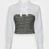 ONLY Petite ONLVALENCE CHECK SHIRT CORSET - Blouse - Black/white -ONLY Petite store 1820a8e422c14abfba973fc61a373dc5
