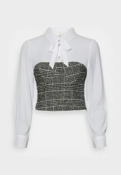 ONLY Petite ONLVALENCE CHECK SHIRT CORSET - Blouse - Black/white
