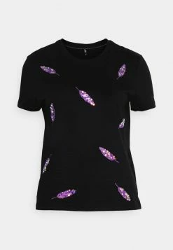 ONLY Petite ONLKITA FEATHER BOX - Print T-shirt - Black -ONLY Petite store 1e1bba186fce44a4826286df878d1dc3