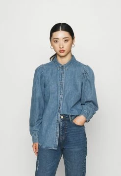 ONLY Petite ONLROCCO LIFE SHIRT - Button-down Blouse - Medium Blue Denim