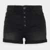 ONLY Petite ONLHUSH LIFE BUTTON - Denim Shorts - Black Denim -ONLY Petite store 26189fb821e4448eb533f54c859c94e2