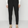 ONLY Petite ONLPOPTRASH CLASSI PINSTRIPE FRILL - Trousers - Black -ONLY Petite store 28ed4e78a2cd4dd38d5636c8863c4274