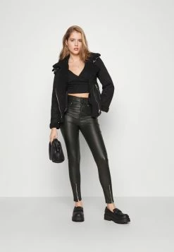 ONLY Petite ONLPALMER NYA ZIP COATED CCPTT - Trousers - Black -ONLY Petite store 3aee2501ceff432faf7cb9875a7d1d13