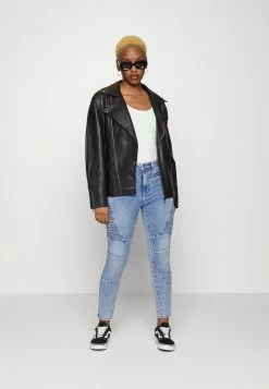 ONLY Petite ONLROYAL LIFE ANK BIKER ZIPPETIT - Jeans Skinny Fit - Light Blue Denim -ONLY Petite store 3e44b3cfe7904a6f8d3e18241e693f41