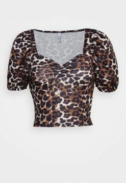 ONLY Petite ONLTHEA FEVER PUFF - Print T-shirt - Black/brown -ONLY Petite store 3ed028fb1d83457cadf147f6c5639933
