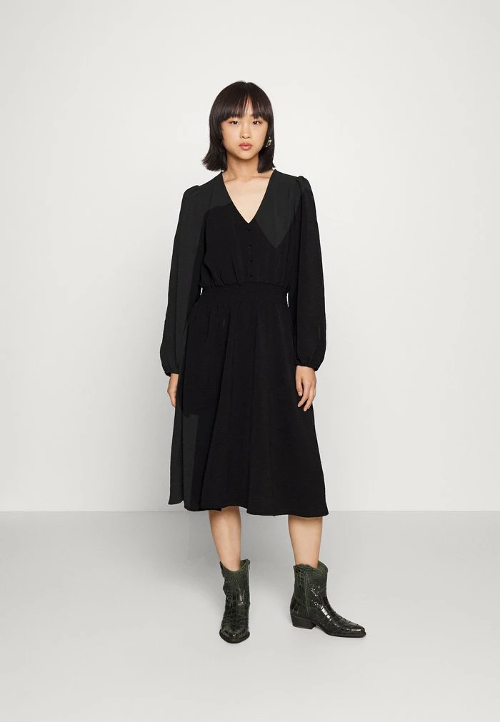 ONLY Petite ONLMETTE NECKSMOCK DRESS - Day Dress - Black 3 ONLY Petite ONLMETTE NECKSMOCK DRESS - Day Dress - Black