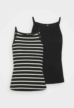 ONLY Petite ONLMAY LIFE STRIPE 2 PACK - Top - Black/black/cloud Dancer