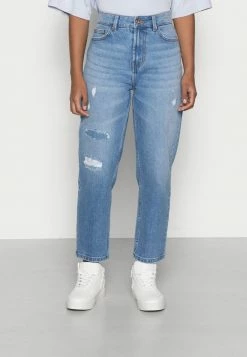 ONLY Petite ONLEMILY REPAIRED - Straight Leg Jeans - Medium Blue Denim