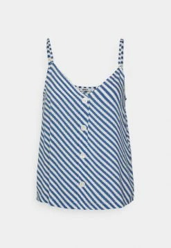 ONLY Petite ONLNOVA LIFE BUTTON SINGLET - Top - Eggnog/blue