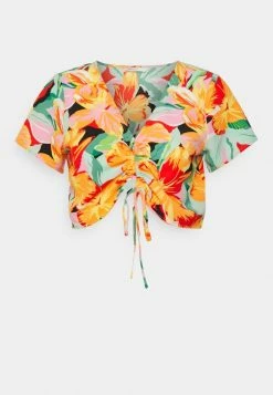 ONLY Petite ONLNOVA LUX RUCHING - Print T-shirt - Sun Orange -ONLY Petite store 44ad74bad1e7492c92df1c203a87f03c