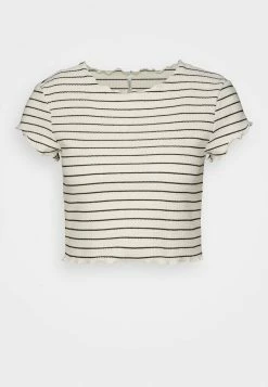 ONLY Petite ONLANITS CROPPED - Print T-shirt - Antique White/black