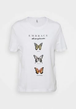 ONLY Petite ONLKITA LIFE BUTTERFLY - Print T-shirt - Bright White