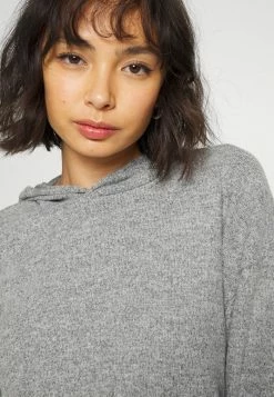 ONLY Petite ONLFRIDA HOOD - Jumper - Medium Grey Melange -ONLY Petite store 485507082eda4e36bf755a4362a156d2