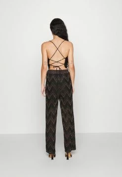 ONLY Petite ONLNICKY LIFE GLITTER PANT - Trousers - Black/dark Gold-coloured -ONLY Petite store 489dab750c3f4ee590377682ed075078