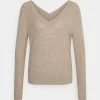 ONLY Petite ONLKATIA V NECK - Jumper - Beige -ONLY Petite store 4919024636d54f028e737f741bb36d29