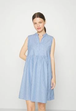 ONLY Petite ONLANNA DRESS ABOVE KNEE - Shirt Dress - Cloud Dancer/medium Denim Blue