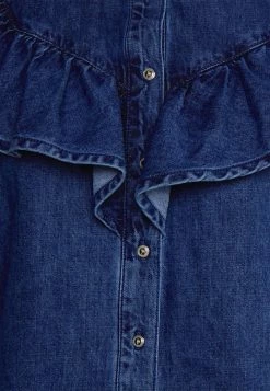 ONLY Petite ONLINDIGO LIFE FRILL - Button-down Blouse - Medium Blue Denim -ONLY Petite store 4bc81313cfc14eeb84071f6200963f5c