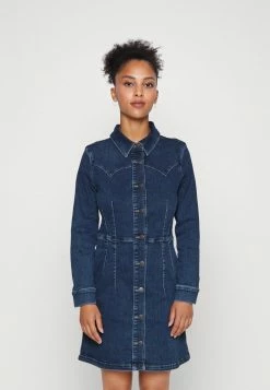 ONLY Petite ONLRIKA STRETCH DRESS - Day Dress - Dark Blue Denim