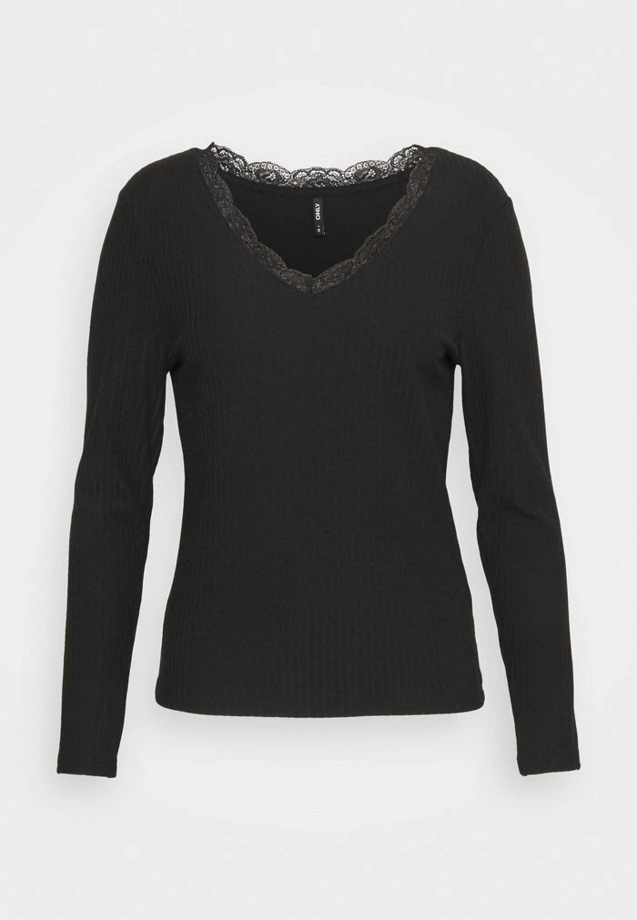 ONLY Petite ONLNELLA V NECK - Long Sleeved Top - Black 6 ONLY Petite ONLNELLA V NECK - Long Sleeved Top - Black - Image 4