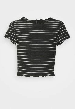 ONLY Petite ONLANITS CROPPED - Print T-shirt - Black/antique White