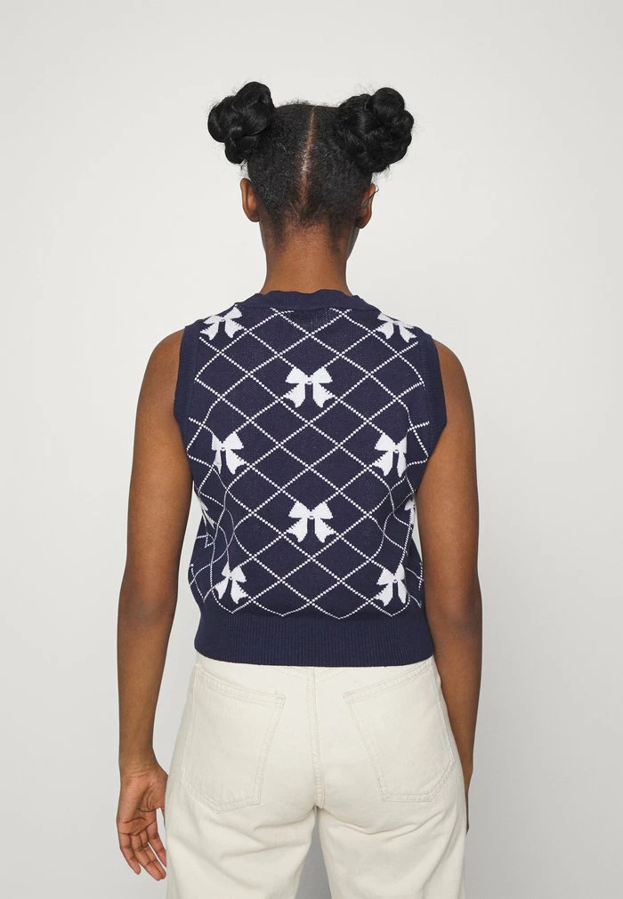 ONLY Petite ONLCLARIET BOW VEST - Jumper - Night Sky/cloud Dancer 5 ONLY Petite ONLCLARIET BOW VEST - Jumper - Night Sky/cloud Dancer - Image 3