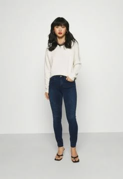 ONLY Petite ONLROYAL BIKER - Jeans Skinny Fit - Dark Blue Denim -ONLY Petite store 594f531bdcb64c8d9fe3d22a22b18821