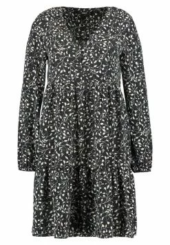 ONLY Petite DETAIL SHORT DRESS - Day Dress - Black/mono -ONLY Petite store 62ba417fc6374cf4938debbadbdb3dc7