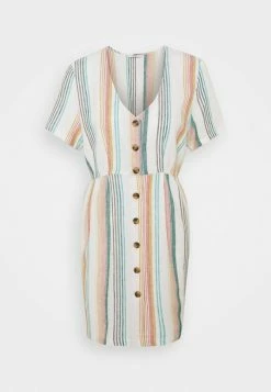 ONLY Petite ONLVIVA OHIO BUTTON STRIPE - Day Dress - Cloud Dancer/old Rose/nugget Gold