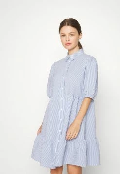 ONLY Petite ONLCASSIE LAYERED BUTTON DRESS - Day Dress - Cloud Dancer/medium Denim Blue