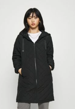 ONLY Petite ONLSANNE QUILTED LONG JACKET - Classic Coat - Black