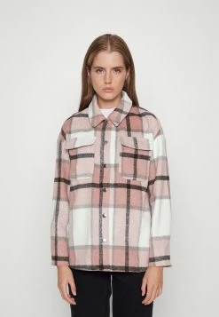 ONLY Petite ONLMACI CHECK SHACKET - Short Coat - Cloud Dancer/black/woodrose