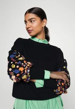 ONLY Petite ONLBROOKE O-NECK FLOWER - Sweatshirt - Black -ONLY Petite store 77258f1cfe7c44fe80905e1aa862c211