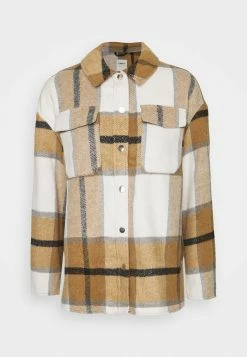 ONLY Petite ONLMACI CHECK SHACKET - Short Coat - Cloud Dancer/black/chipmunk -ONLY Petite store 793a49f8e78c49738c7af744827dd153