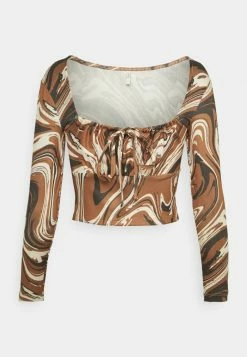 ONLY Petite ONLLUCCA SQUARE NECK TOP - Long Sleeved Top - Swirl