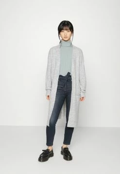ONLY Petite ONLSILJA LONG CARDIGAN - Zip-up Sweatshirt - Light Grey Melange