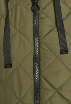 ONLY Petite ONLSANNE QUILTED LONG JACKET - Classic Coat - Kalamata -ONLY Petite store 7d6dbaca95784e9b8becca6ecdf5a804