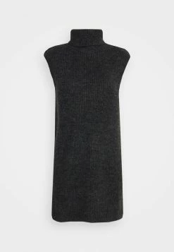 ONLY Petite ONLCORA LONG ROLLNECK VEST - Jumper - Dark Grey Melange -ONLY Petite store 7f75cac8d05240439521cdd83768daeb