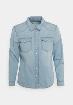 ONLY Petite ONLROCK IT LIFE SHIRT - Button-down Blouse - Light Blue Denim