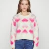 ONLY Petite ONLAIDA HEART - Jumper - Cloud Dancer/viola/pink Flambe/strawberry Moon