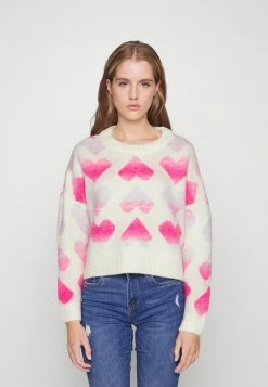 ONLY Petite ONLAIDA HEART - Jumper - Cloud Dancer/viola/pink Flambe/strawberry Moon