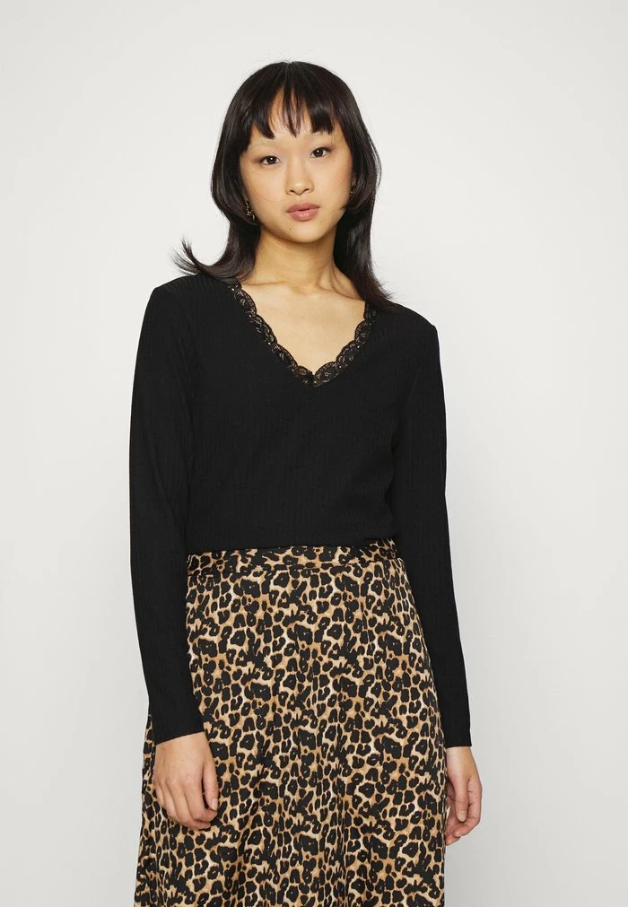 ONLY Petite ONLNELLA V NECK - Long Sleeved Top - Black 3 ONLY Petite ONLNELLA V NECK - Long Sleeved Top - Black
