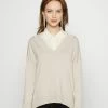 ONLY Petite ONLLILLIES VNECK - Jumper - Pumice Stone -ONLY Petite store 92276c0e1a4b471da2b98a8fce1a5299