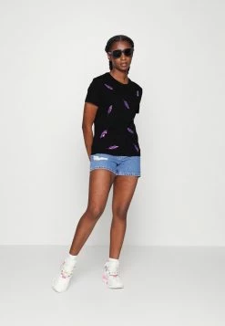 ONLY Petite ONLKITA FEATHER BOX - Print T-shirt - Black -ONLY Petite store 9359d3b9b19b4d5ab3c8411a537fb162