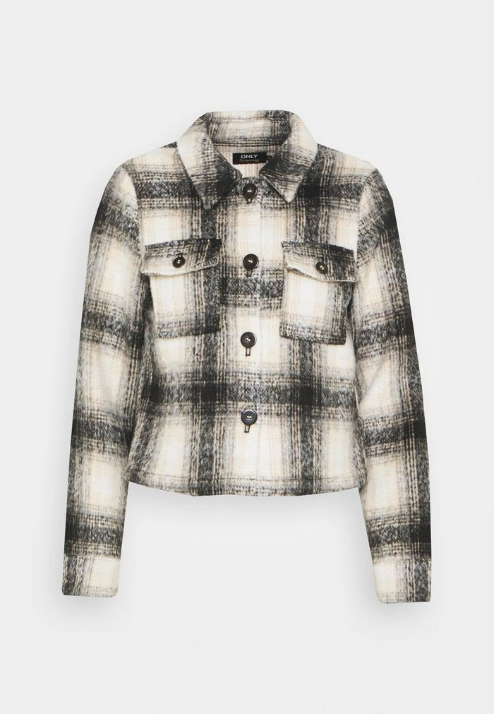ONLY Petite ONLLOU CHECK JACKET - Summer Jacket - Pumice Stone/black 3 ONLY Petite ONLLOU CHECK JACKET - Summer Jacket - Pumice Stone/black
